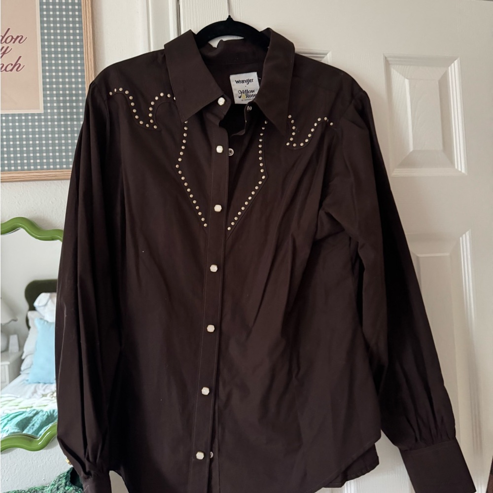 Wrangler Brown Studded Western Shirt
